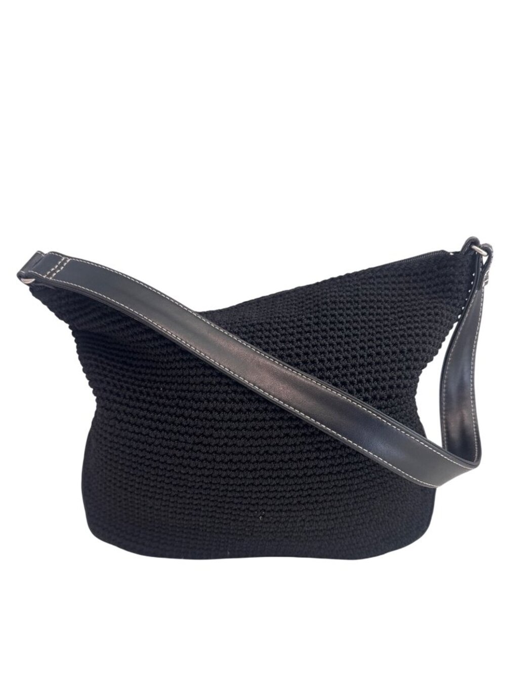 The Sak x Elliot Lucca Purse Black Crochet Shoulder Bag Boho Casual Zip-Top - Picture 1 of 15